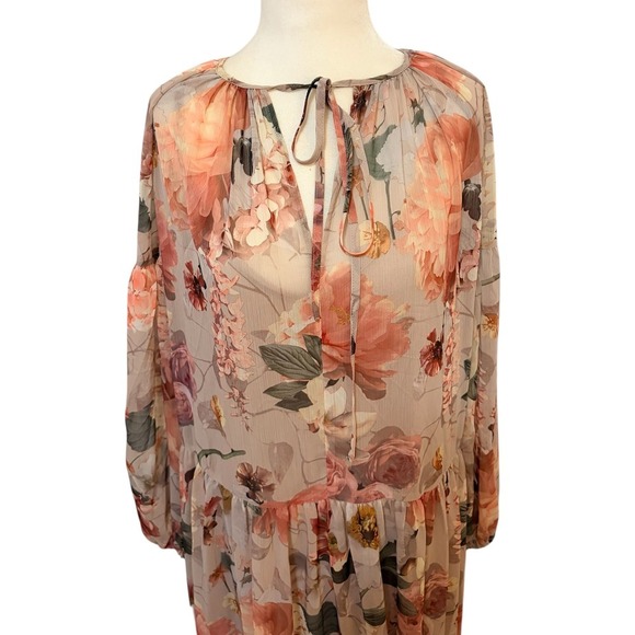 H&M Floral Maxi Dress Oversized XS Tiered Flowy Boho Vacation Women's - Picture 3 of 9